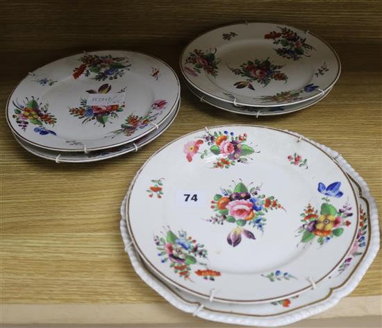 Six Victorian floral painted plates